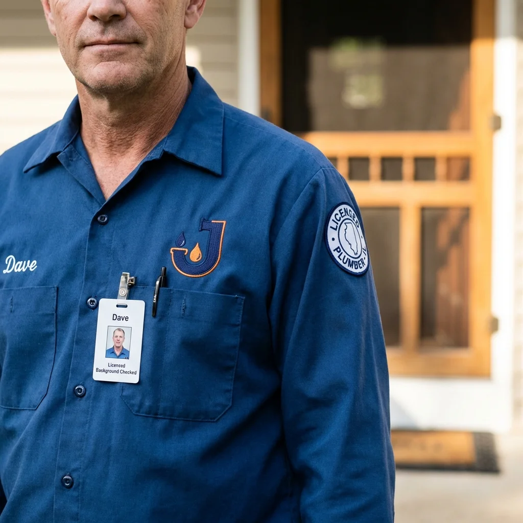 Licensed plumber showing ID badge in Nahunta, GA